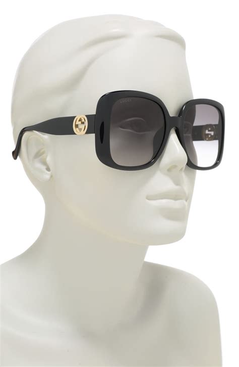 gucci square sunglasses 57mm|gucci oversized cat eye sunglasses.